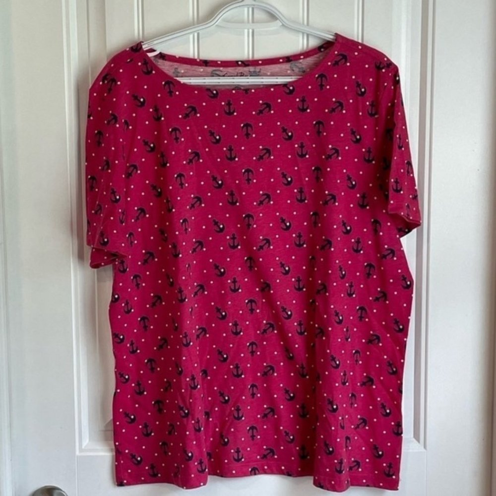 CORAL Bay Nautical anchor top tee XL Pink Navy